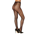 Ciorapi negri fishnet Dreamgirl Fishnet Diamond, vedere din spate și lateral, cu detaliu decorativ pe picior
