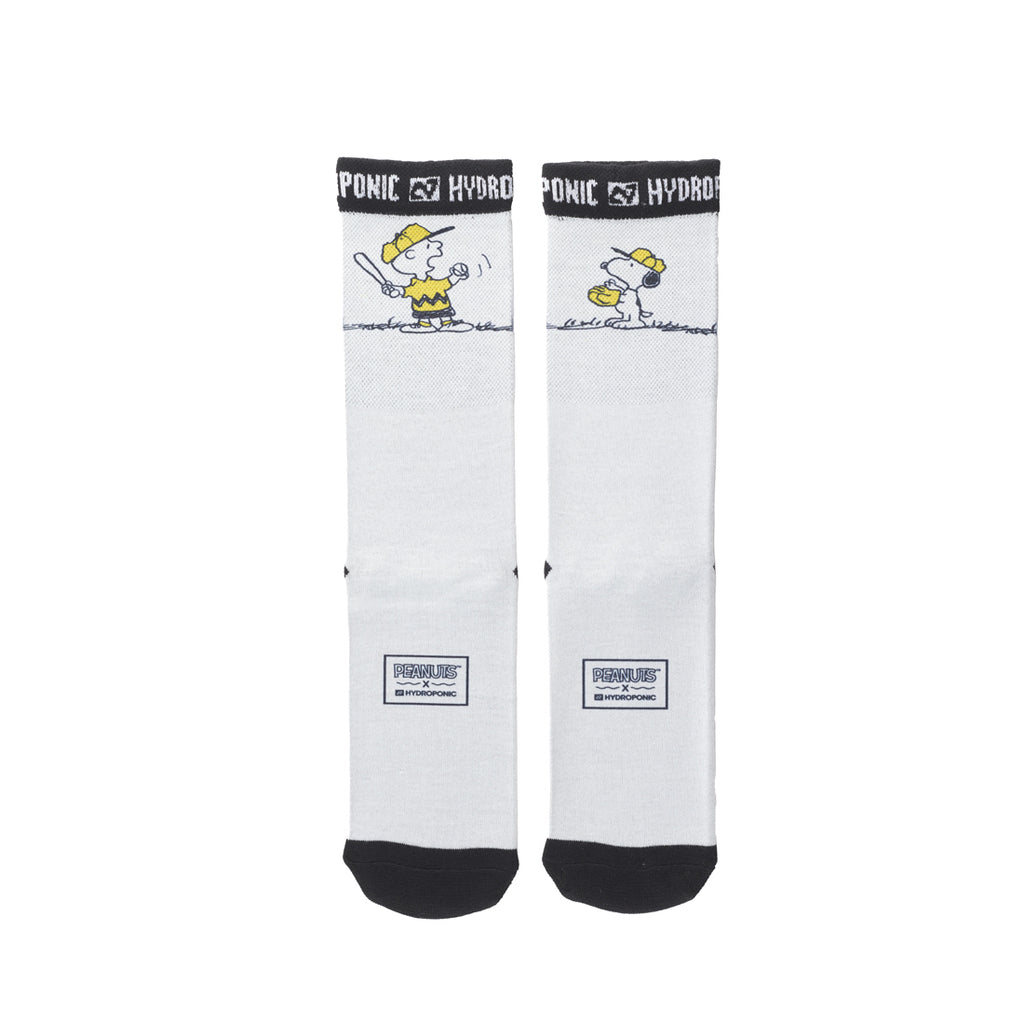 Șosete PEANUTS Baseball White  Șosete unisex cu imprimeu oficial PEANUTS x Hydroponic - Sosete Festival