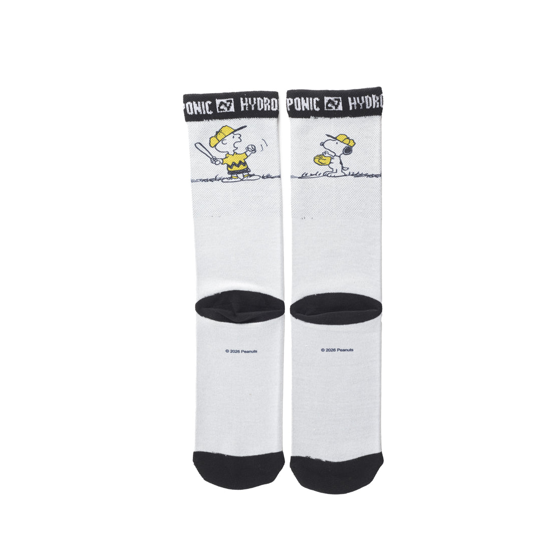Șosete PEANUTS Baseball White  Șosete unisex cu imprimeu oficial PEANUTS x Hydroponic - Sosete Festival