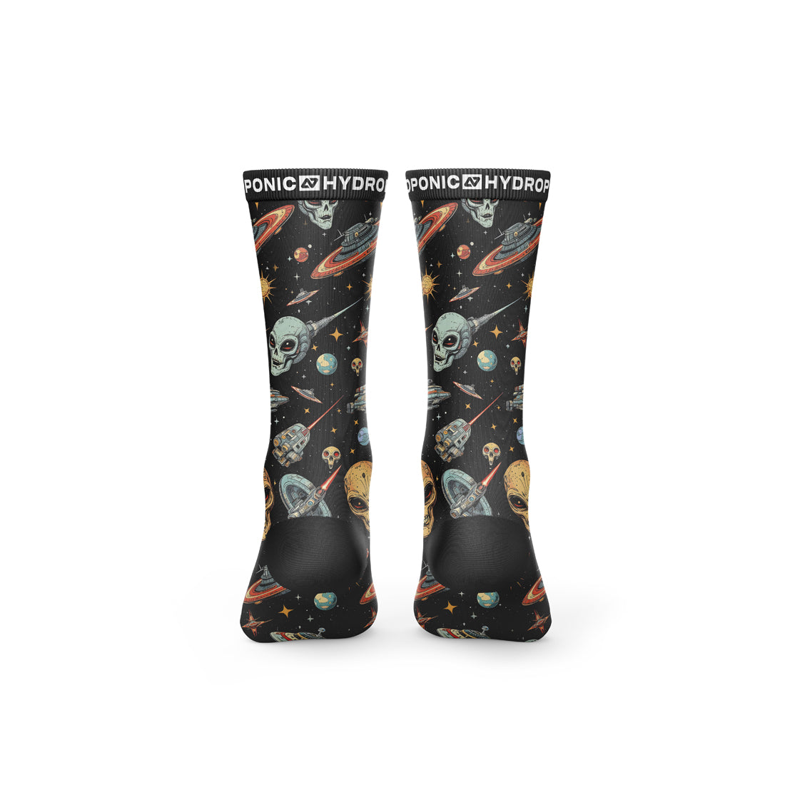 Șosete FLAGSHIP Black Space Șosete unisex cu imprimeu inspirat de univers - Sosete Festival