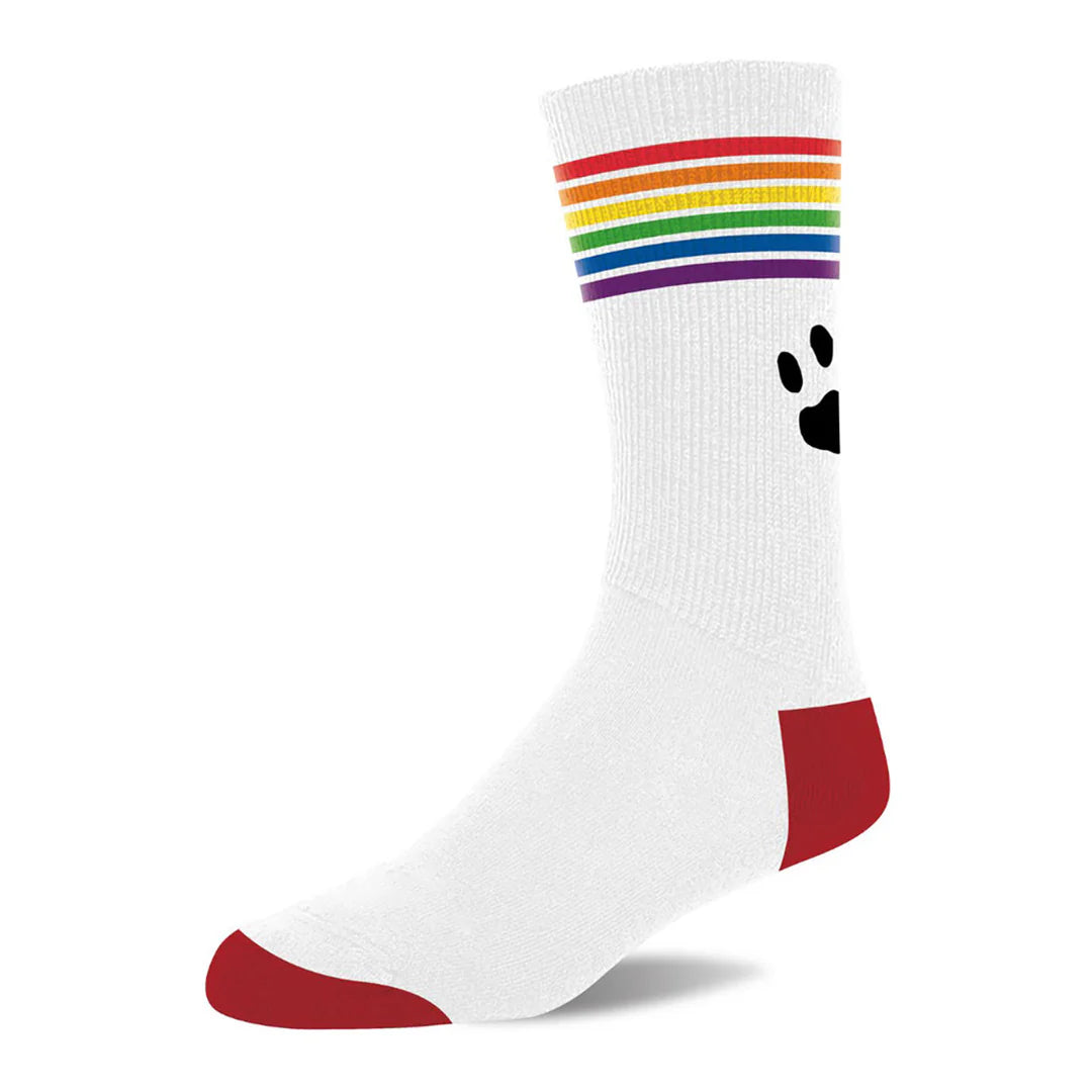Șosete Prowler Pride Alb cu Bandă Curcubeu – Șosete din bumbac premium pentru confort și stil - Sosete Festival