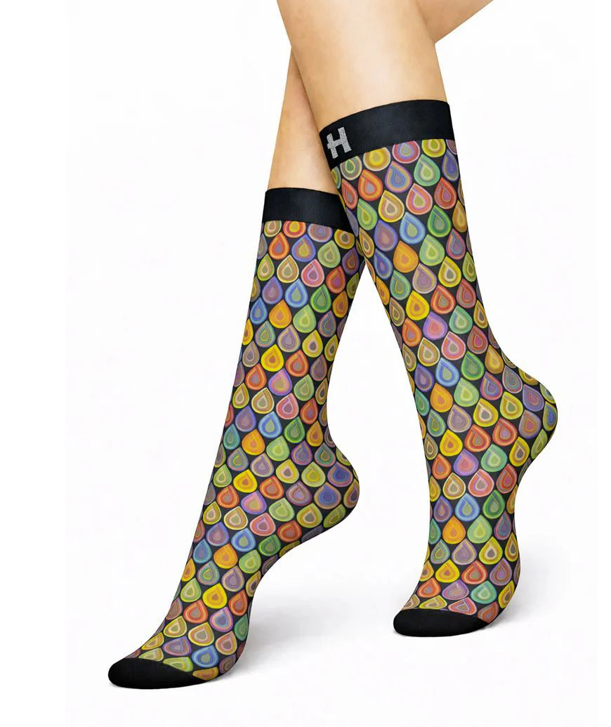 Șosete lungi damă festival HYD Celebration F11 DROPS MULTICOLOR – design artistic multicolor pentru un stil îndrăzneț - Sosete Festival
