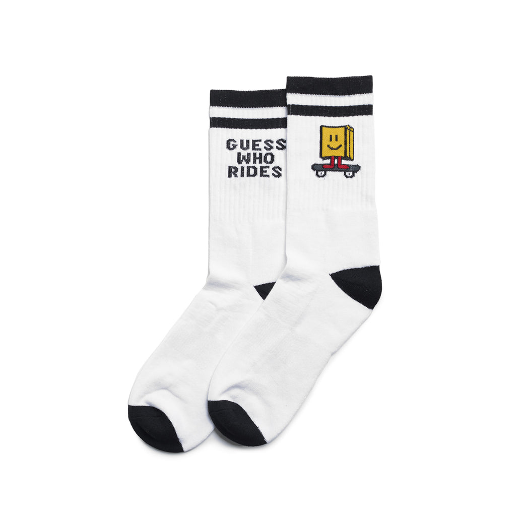 Șosete PAPERBAG White  Șosete unisex din bumbac cu imprimeu original - Sosete Festival