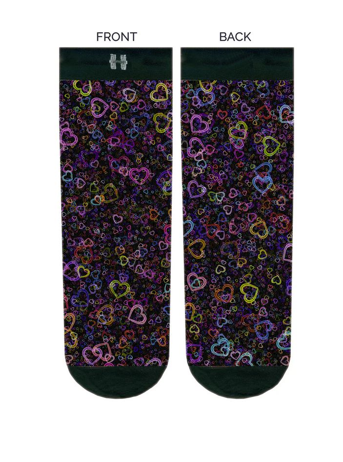 Șosete lungi damă fashion HYD Celebration CUORE MULTICOLOR – Design artistic cu inimă multicoloră - Sosete Festival