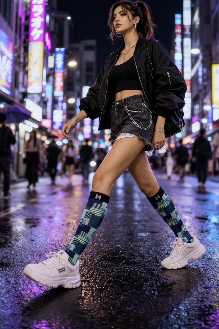 Șosete lungi damă festival HYD Art Fashion  imprimeu artistic premium, 20 DEN - Sosete Festival