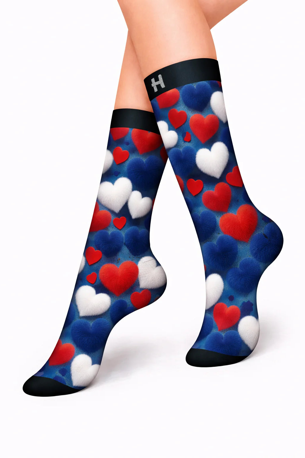 Șosete lungi damă HYD Fashion CUORE 3D – Design Romantic cu Imprimeu Inimă 3D, 20 DEN - Sosete Festival
