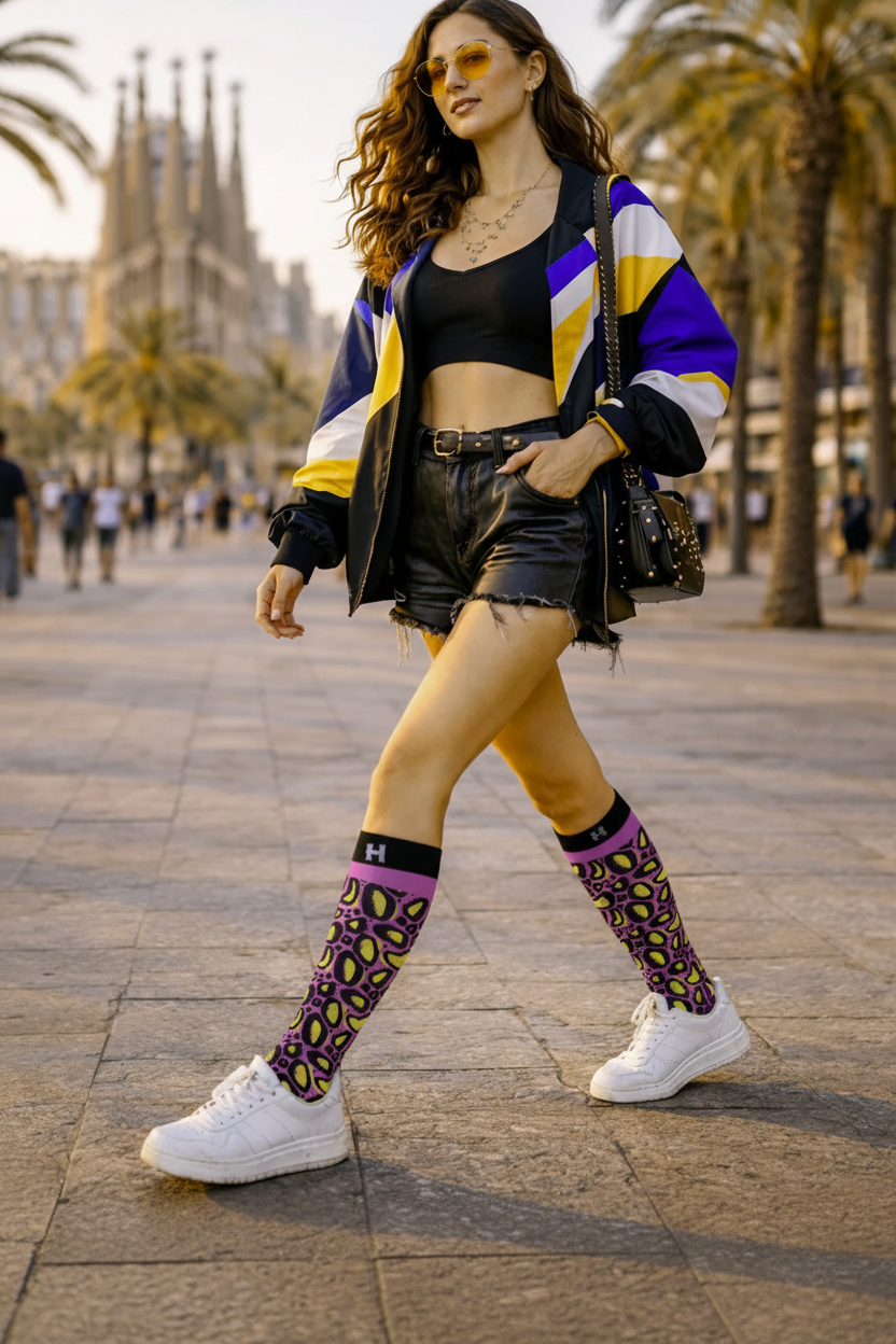 Șosete lungi damă festival HYD Art Fashion – design artistic exclusiv, 20 DEN - Sosete Festival