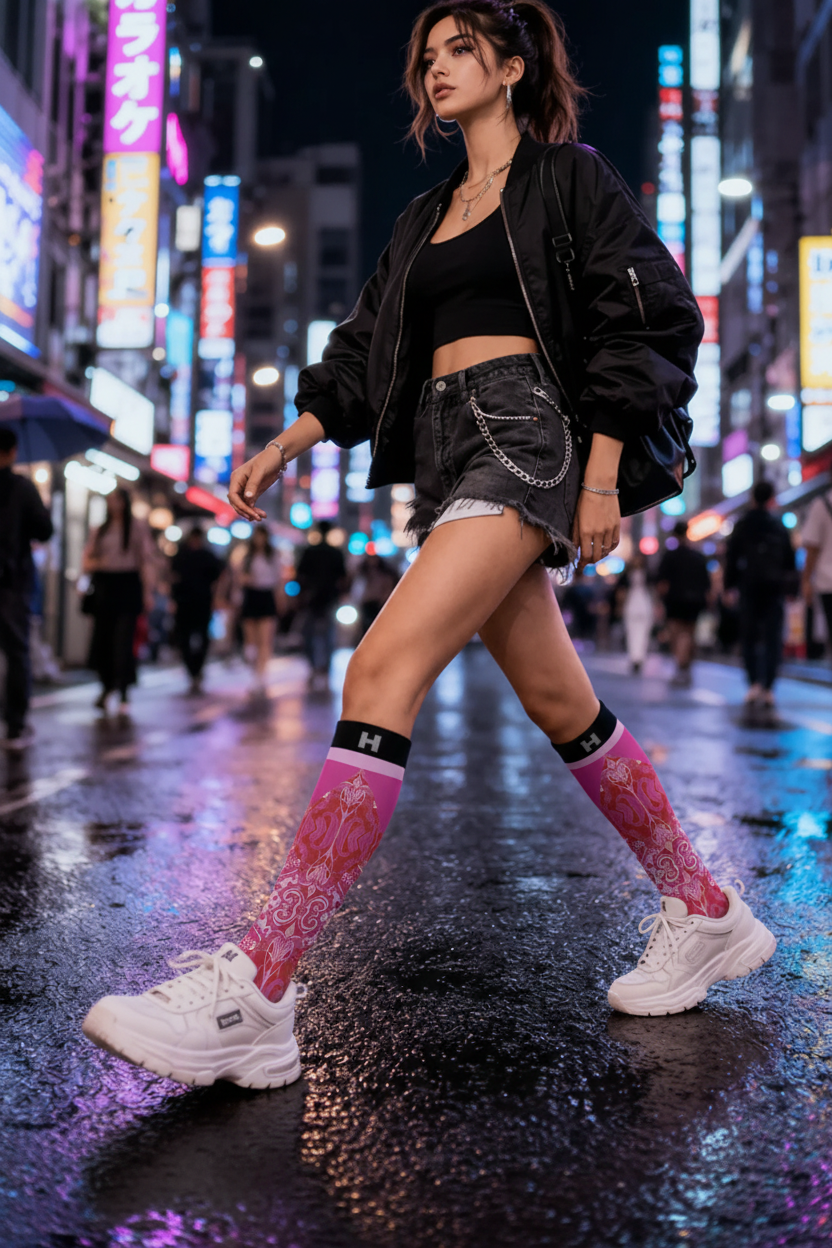 Șosete lungi damă HYD Art Fashion – Design artistic imprimat prin sublimare, 20 DEN - Sosete Festival