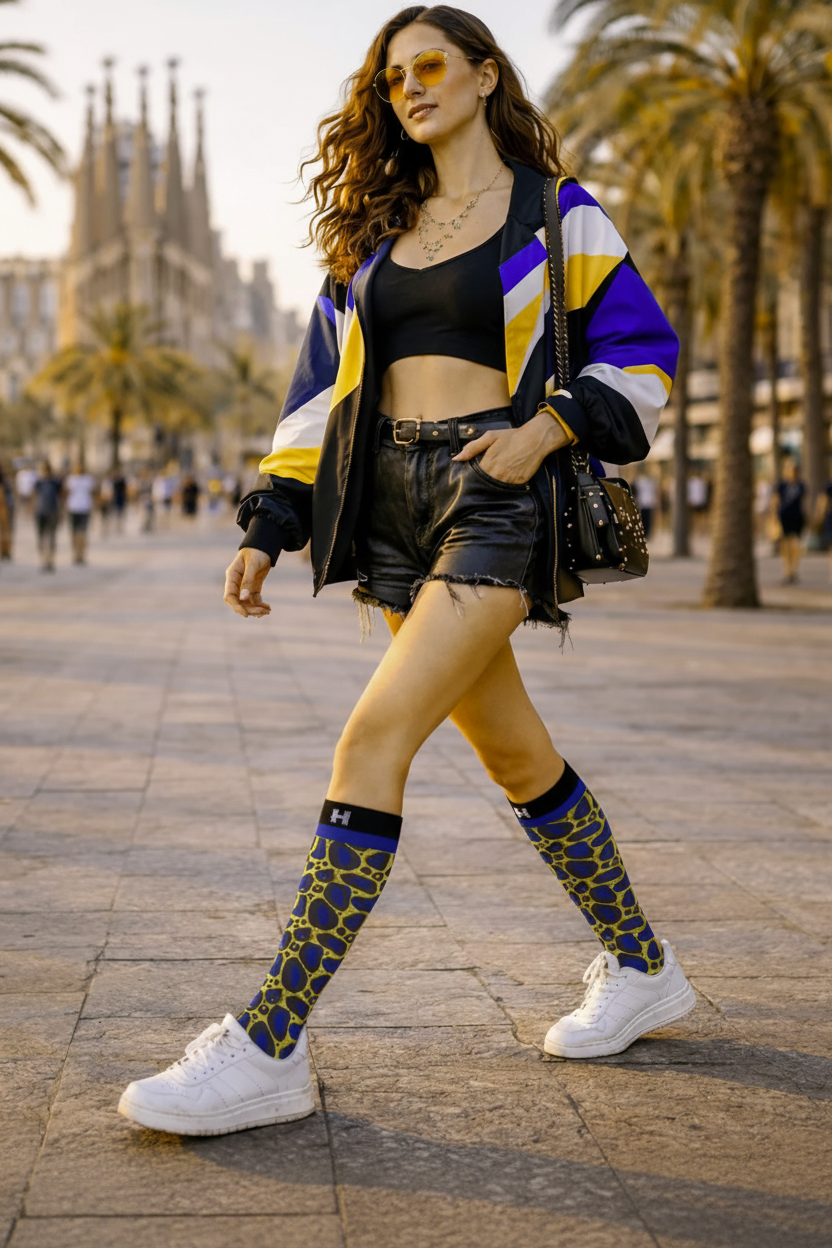 Șosete lungi damă festival HYD Art Fashion – imprimeu artistic, 20 DEN - Sosete Festival